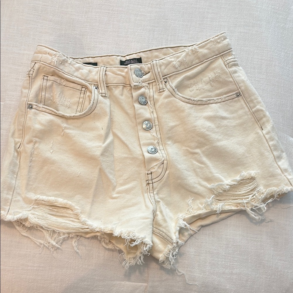 Wild Fable Cream Jean Shorts Distressed High-Waisted